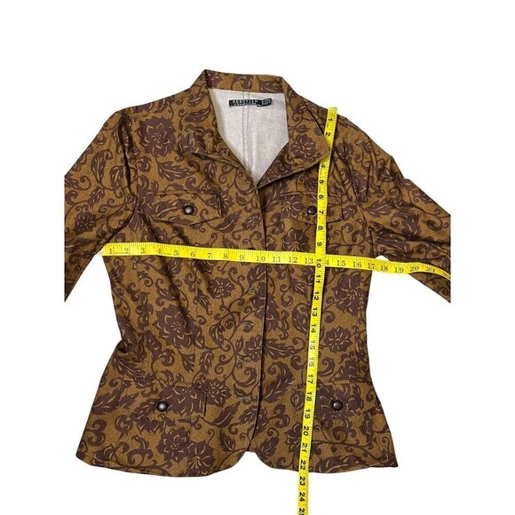 Peruvian Connection Floral Brocade Blazer Jacket Brown & Gold US 8 - Picture 11 of 11